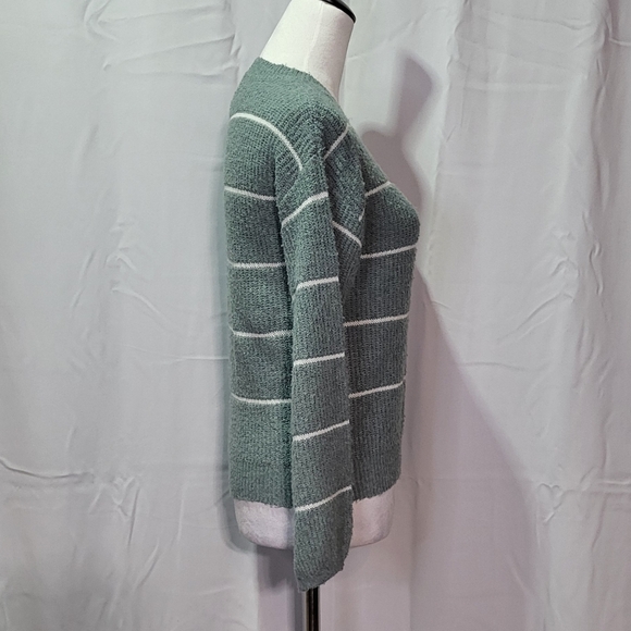 Freshman 1996 Women's Green Striped Pullover Wide Sleeve Oversized Sweater XS 🐈 - Picture 6 of 11